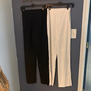 Lauren Vidal Black & White Straight-Leg Pull-On Pants Duo